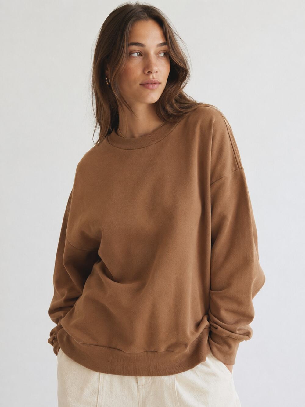 Rita Row SZ S Sport Oversized Sweatshirt Cinnamon Brown 1443-SU